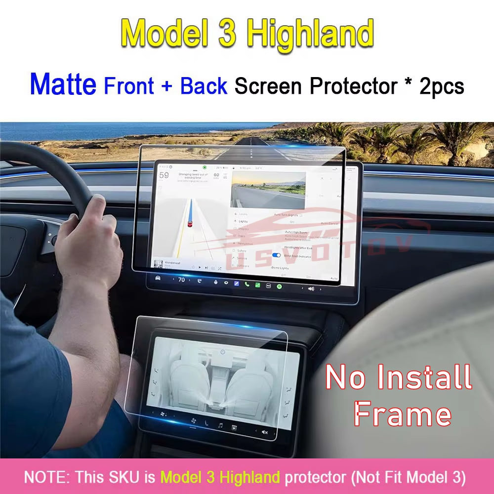 HD Matte Tempered Glass Screen Protector for Tesla Model 3 Y Highland Accessories 2024 2023 2022 Center Display Film Anti-Glare