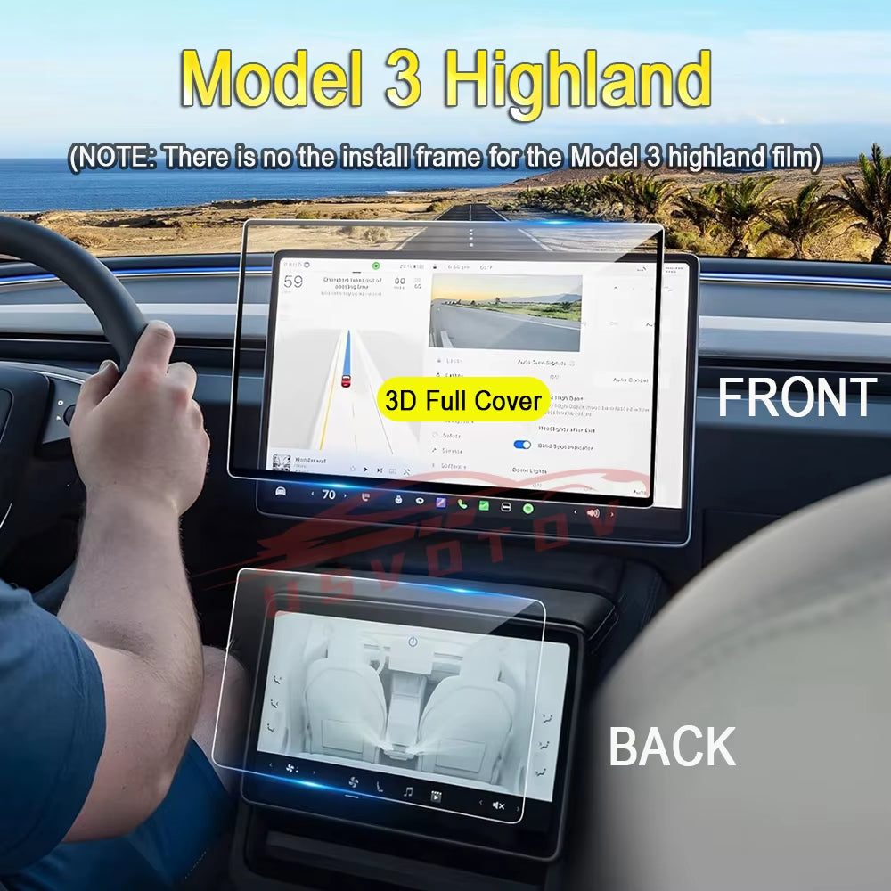 HD Matte Tempered Glass Screen Protector for Tesla Model 3 Y Highland Accessories 2024 2023 2022 Center Display Film Anti-Glare