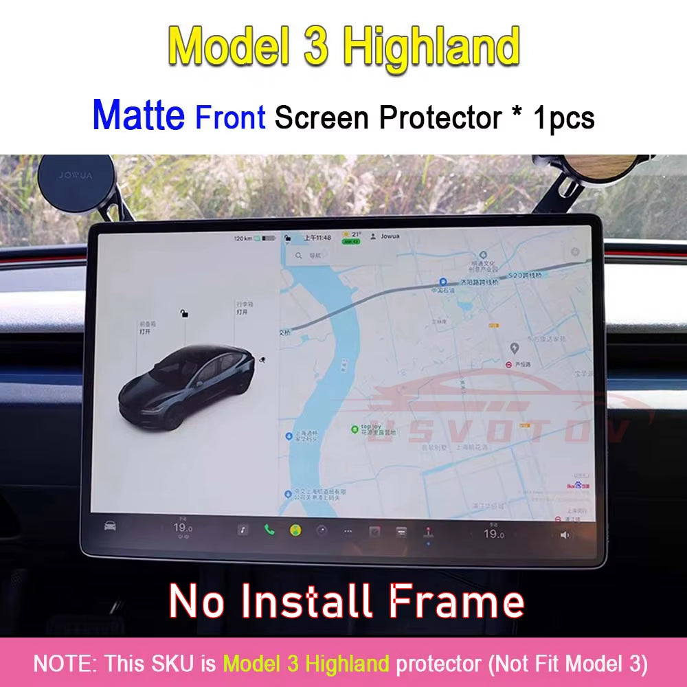 HD Matte Tempered Glass Screen Protector for Tesla Model 3 Y Highland Accessories 2024 2023 2022 Center Display Film Anti-Glare