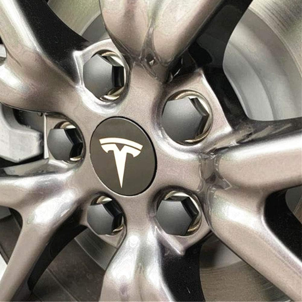 Tesla Model 3 Y S X Wheel Cap Kit Center Cap Lug Nut Cover (4 Hub Center Cap + 20 Lug Nut Cover) Silver Tesla Accessories