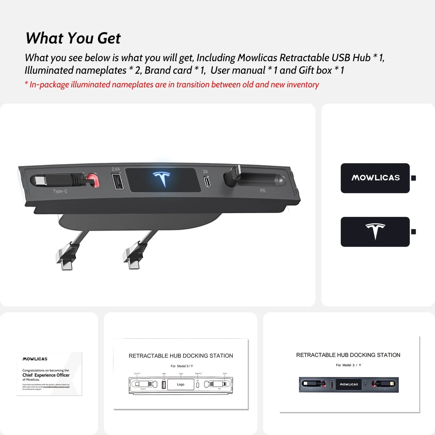 OEM Design for Tesla USB Hub (Silver Gray), Retractable Car Fast Charger Is Necessary Tesla Model Y/3 2024/2023/2022/2021 Accessories but Not for Model 3 Highland, Gifts for Tesla Owners…