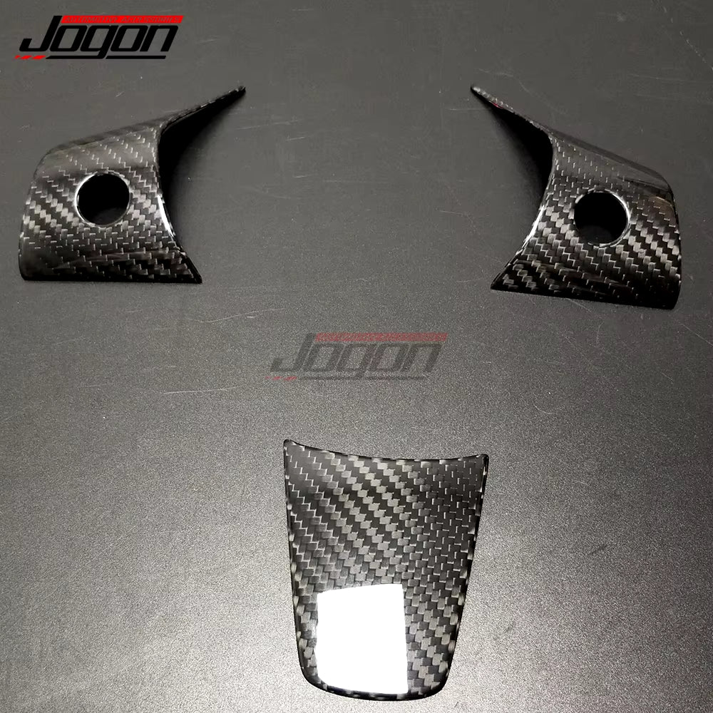 Glossy / Matte Real Carbon Fiber for Tesla Model 3 2017-2021 Model Y Car Accessories Interior Steering Wheel Button Cover Trim