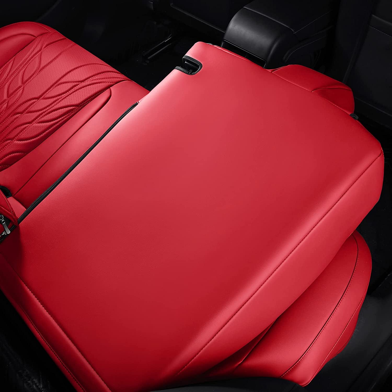 Tesla Model 3 Seat Covers Red, Waterproof Leather Front & Rear Tesla Car Seat Cover, Full Set Seat Cushion Protector Custom Fit for Tesla Model 3 2017-2023 (Full Set/Red)