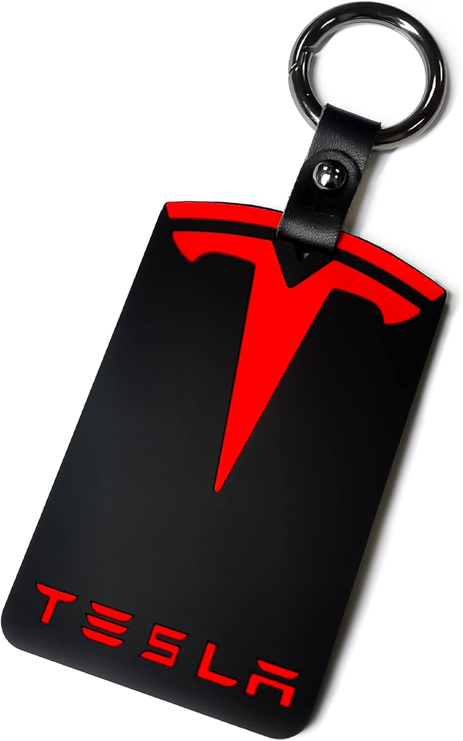 Tesla Key Card Holder Model Y and Model 3 Highland, Silicone Key Chain Protector Cover Accessories (Black and Red)